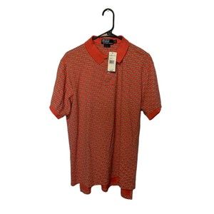 Vintage Ralph Lauren Polo Shirt Mens XL Orange Kayak Rowing All Over 90s NEW